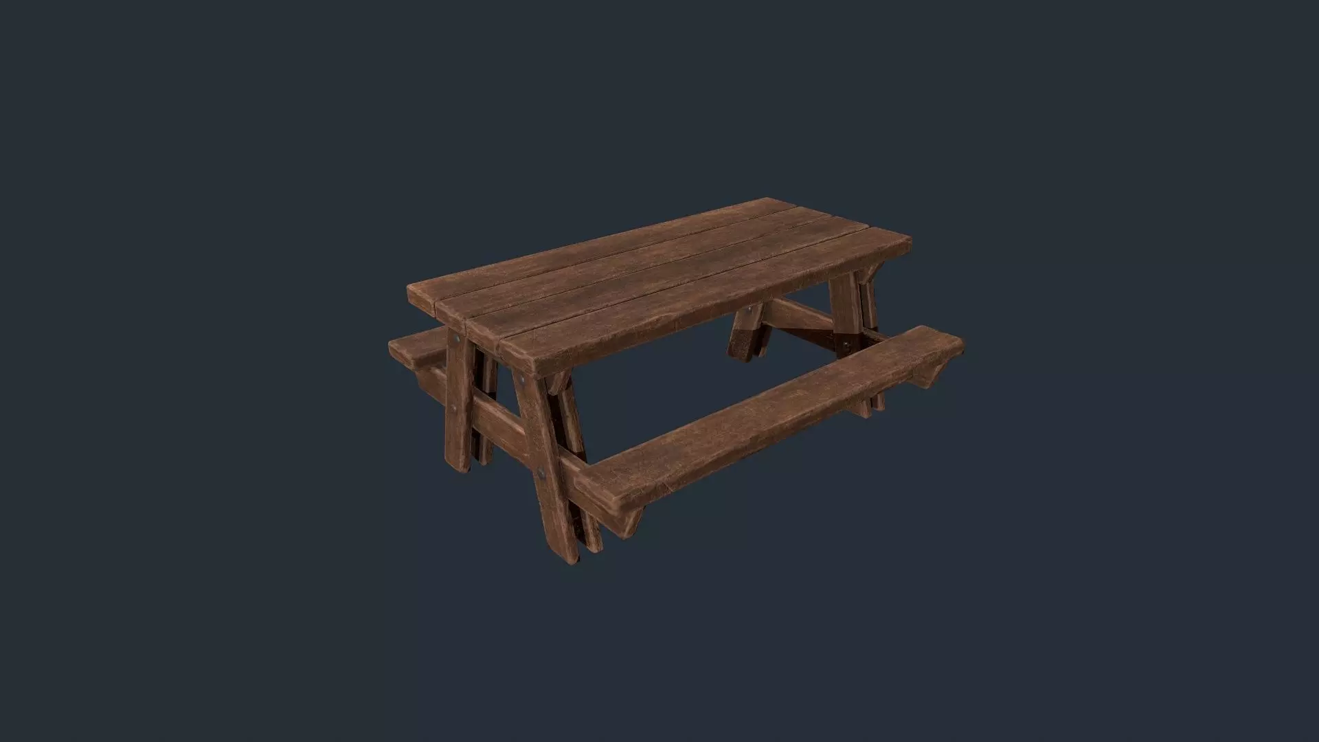 Picnic Table - Picnic Bench - Wooden Table - Outdoor Table Low-poly 3D model_0