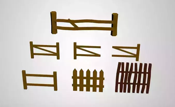 Low Poly Fences wooden ladder