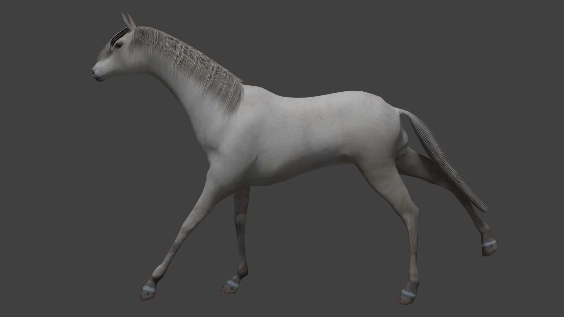 Horse running Low-poly 3D model_3
