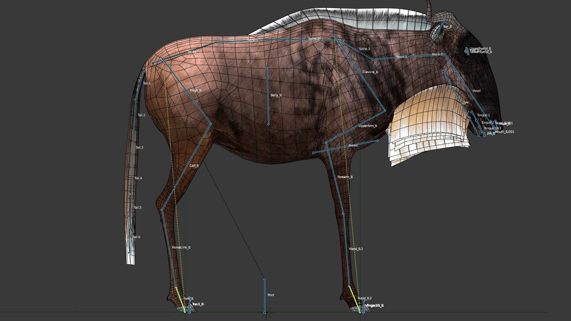 Wildebeest Low-poly 3D model_4