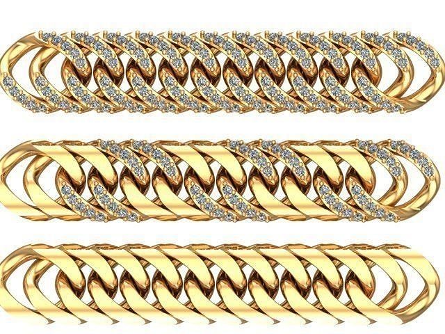 cuban chain or necklace diamond cz   bracelet STL  3D model