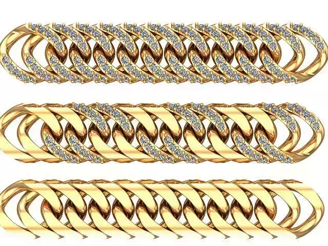 cuban chain or necklace diamond cz   bracelet STL  3D model