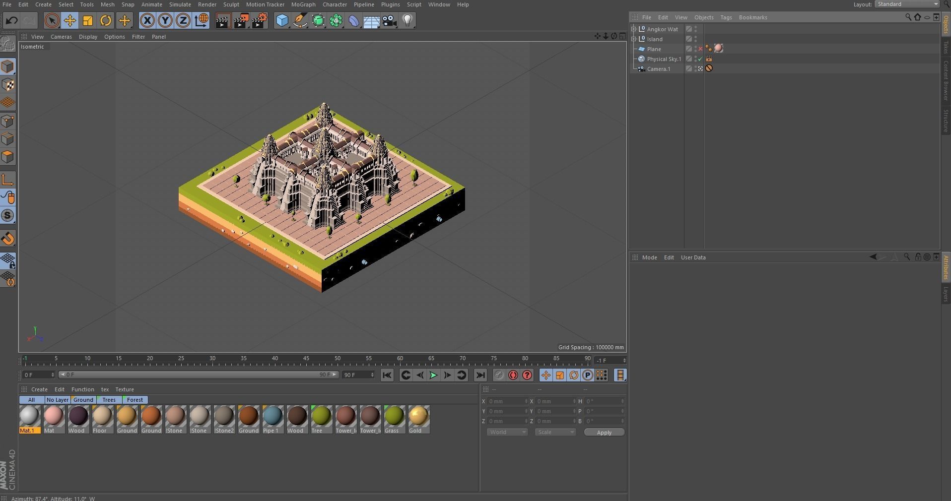 Cartoon Low Poly Ankor Wat Temple Low-poly 3D model_7