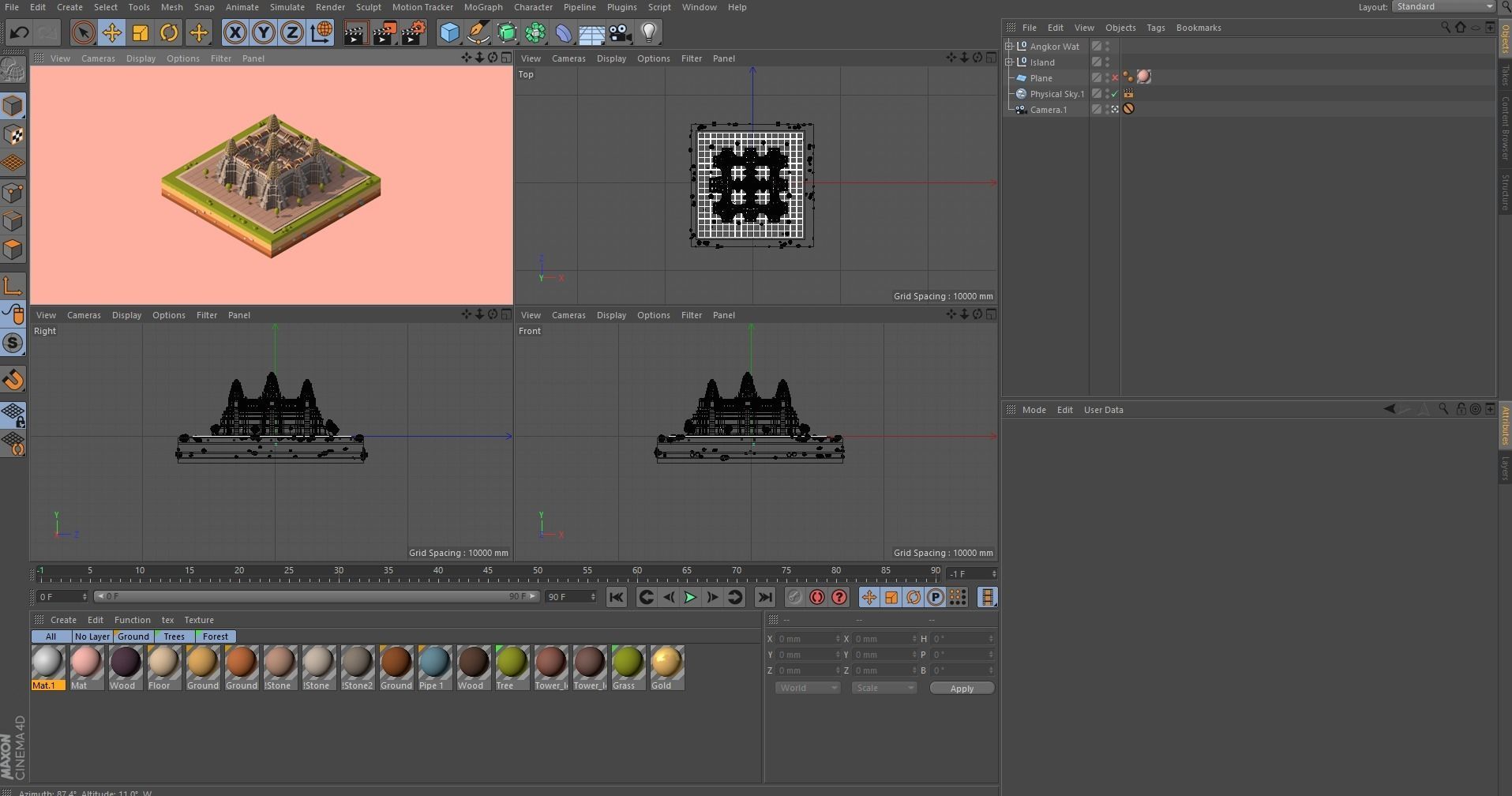 Cartoon Low Poly Ankor Wat Temple Low-poly 3D model_8