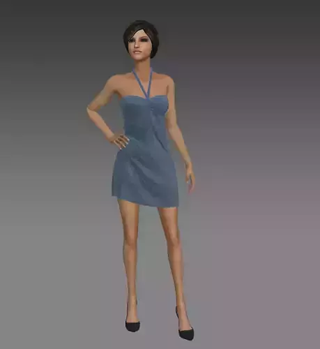 Neck Holder Dress - Marvelous Designer - 3D Model