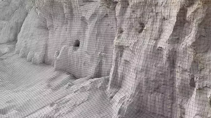 Sand cliff excavated