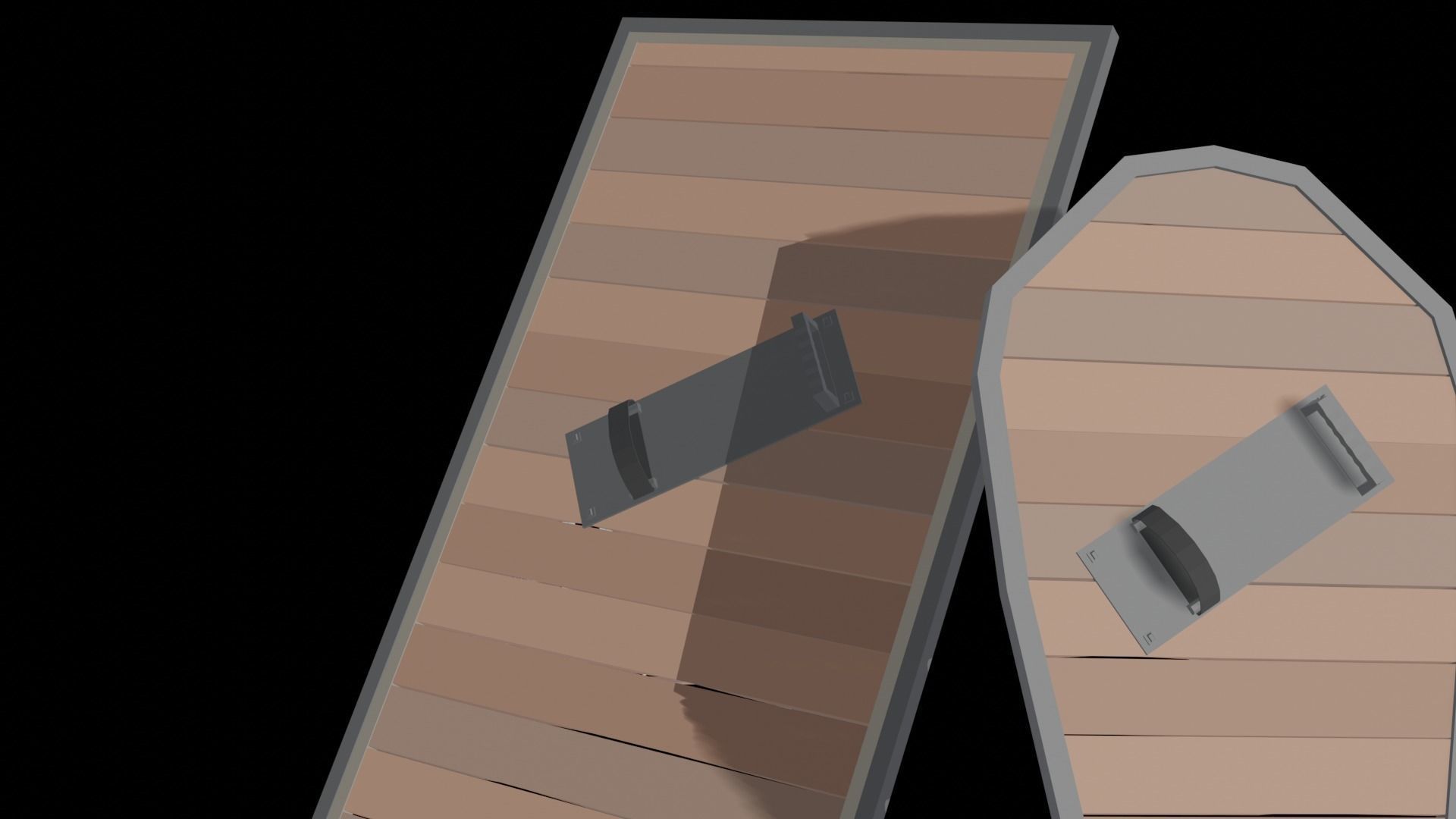 Low Poly Weapons wooden display of swords and axes Low-poly 3D model_2