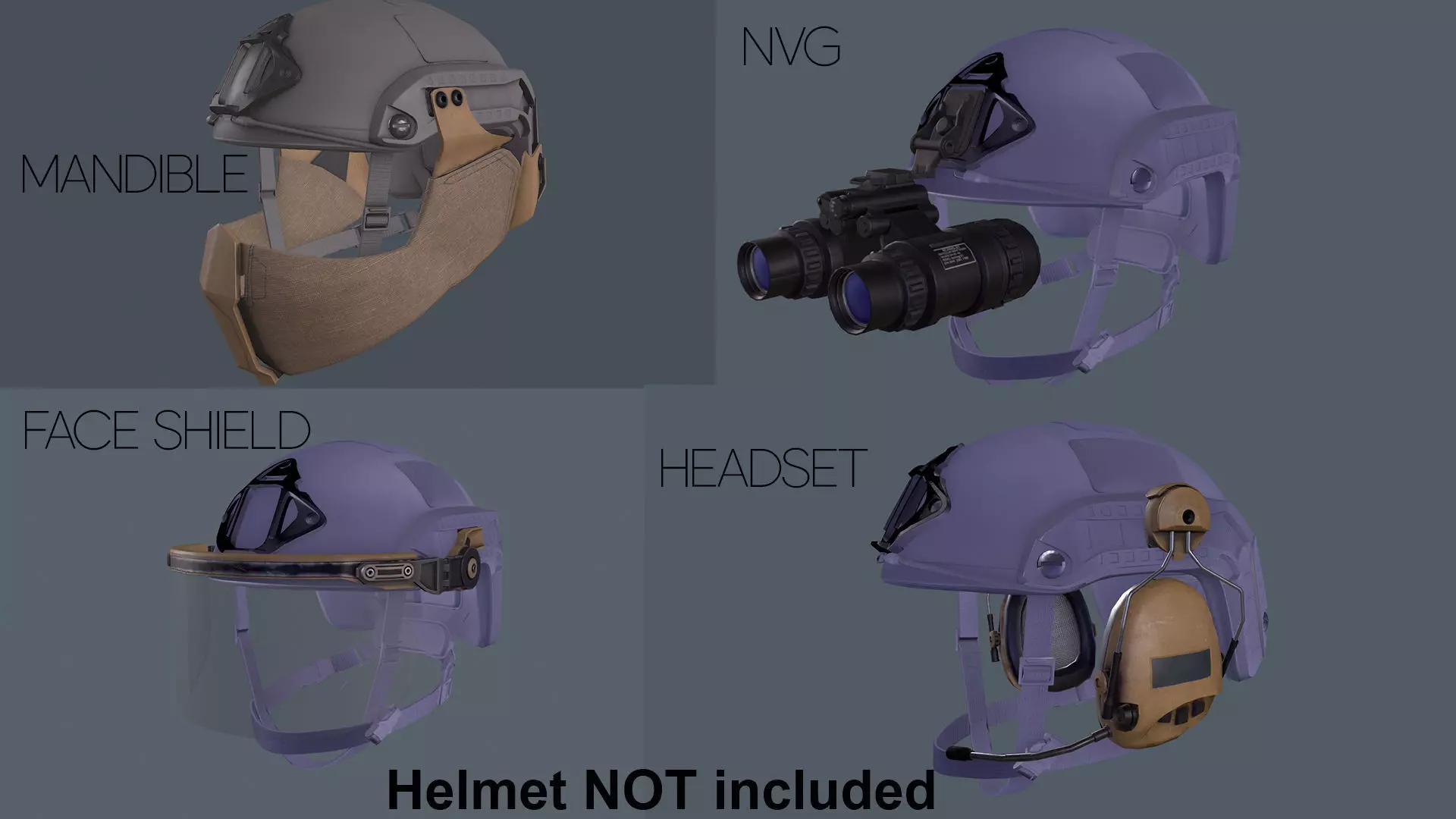 Helmet tactical gear Low-poly 3D model_0