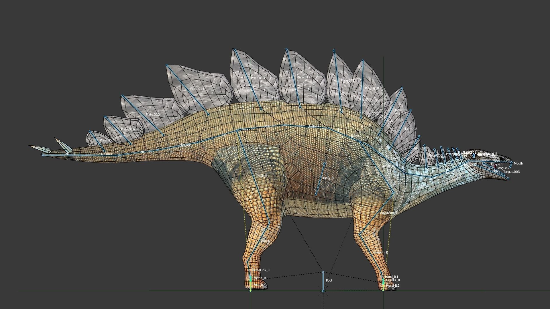 Stegosaurus dinosaur Low-poly 3D model_4