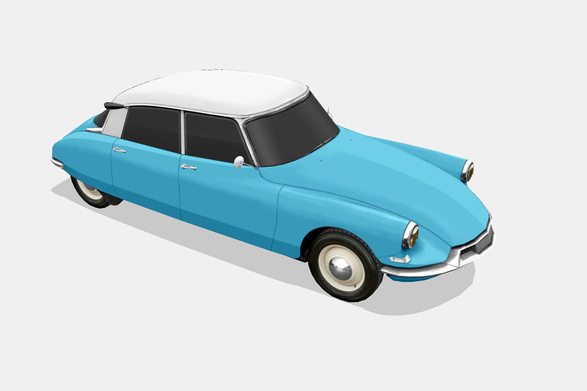 Citroen ID DS 19 sedan 1955 Low-poly 3D model_14