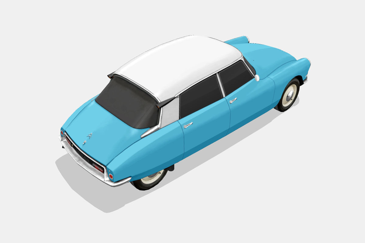 Citroen ID DS 19 sedan 1955 Low-poly 3D model_12