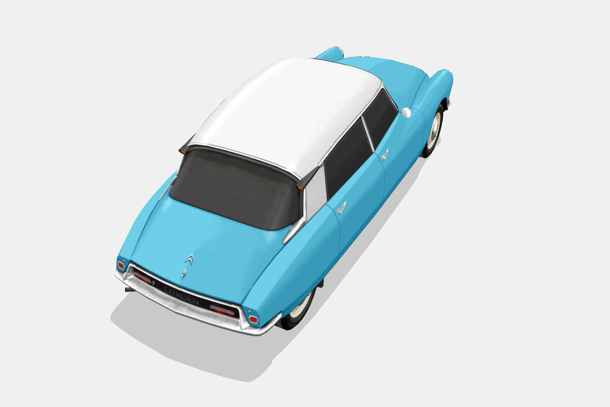 Citroen ID DS 19 sedan 1955 Low-poly 3D model_10