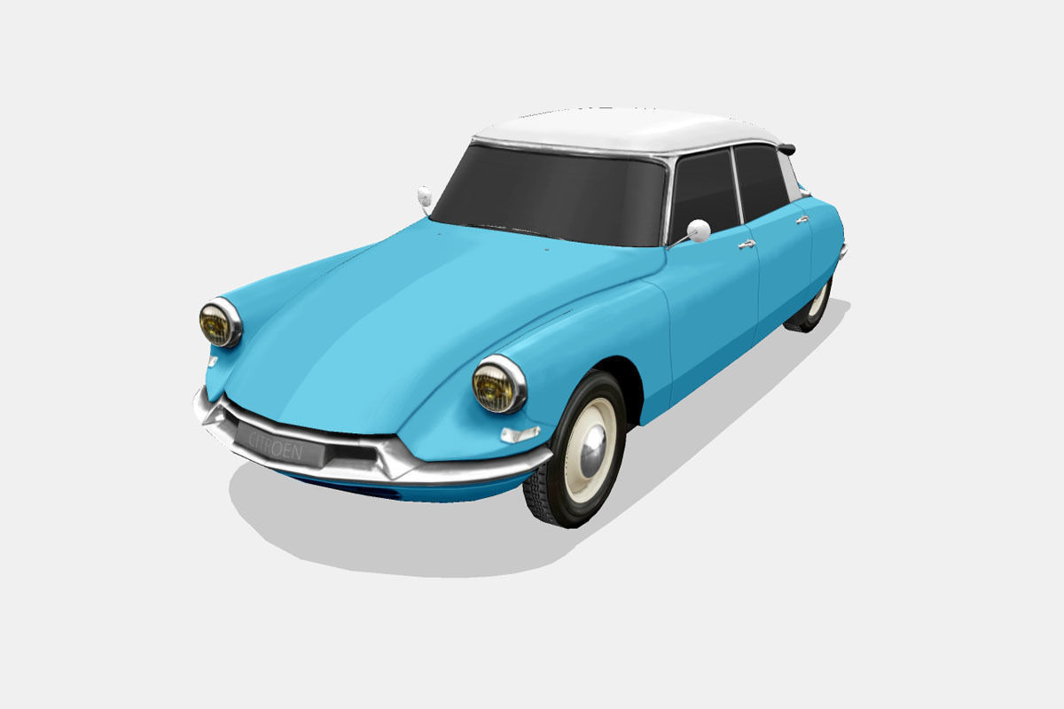 Citroen ID DS 19 sedan 1955 Low-poly 3D model_5