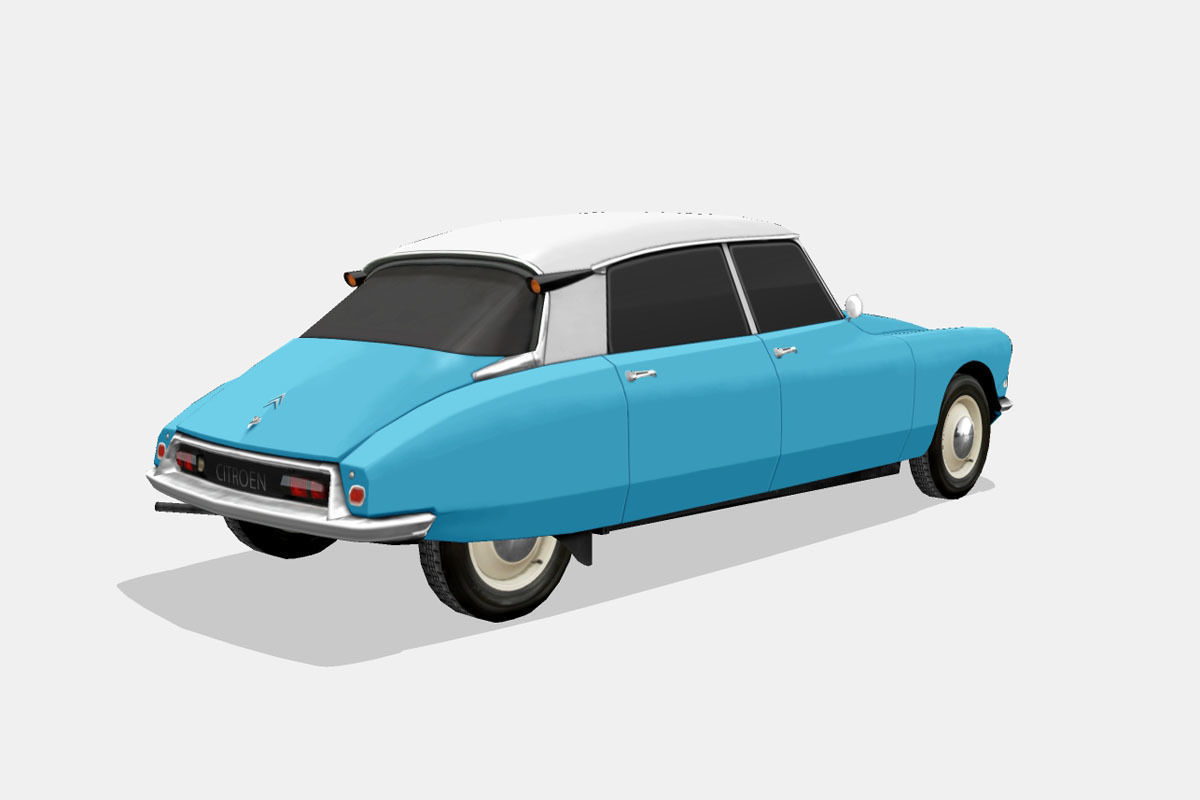 Citroen ID DS 19 sedan 1955 Low-poly 3D model_2