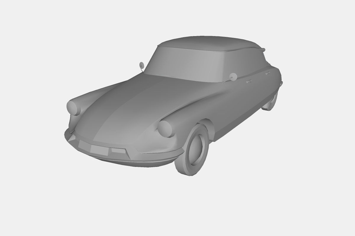 Citroen ID DS 19 sedan 1955 Low-poly 3D model_20