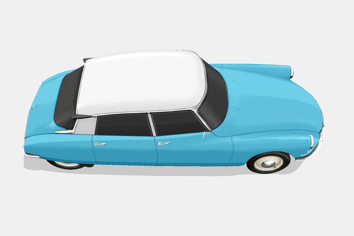 Citroen ID DS 19 sedan 1955 Low-poly 3D model_13
