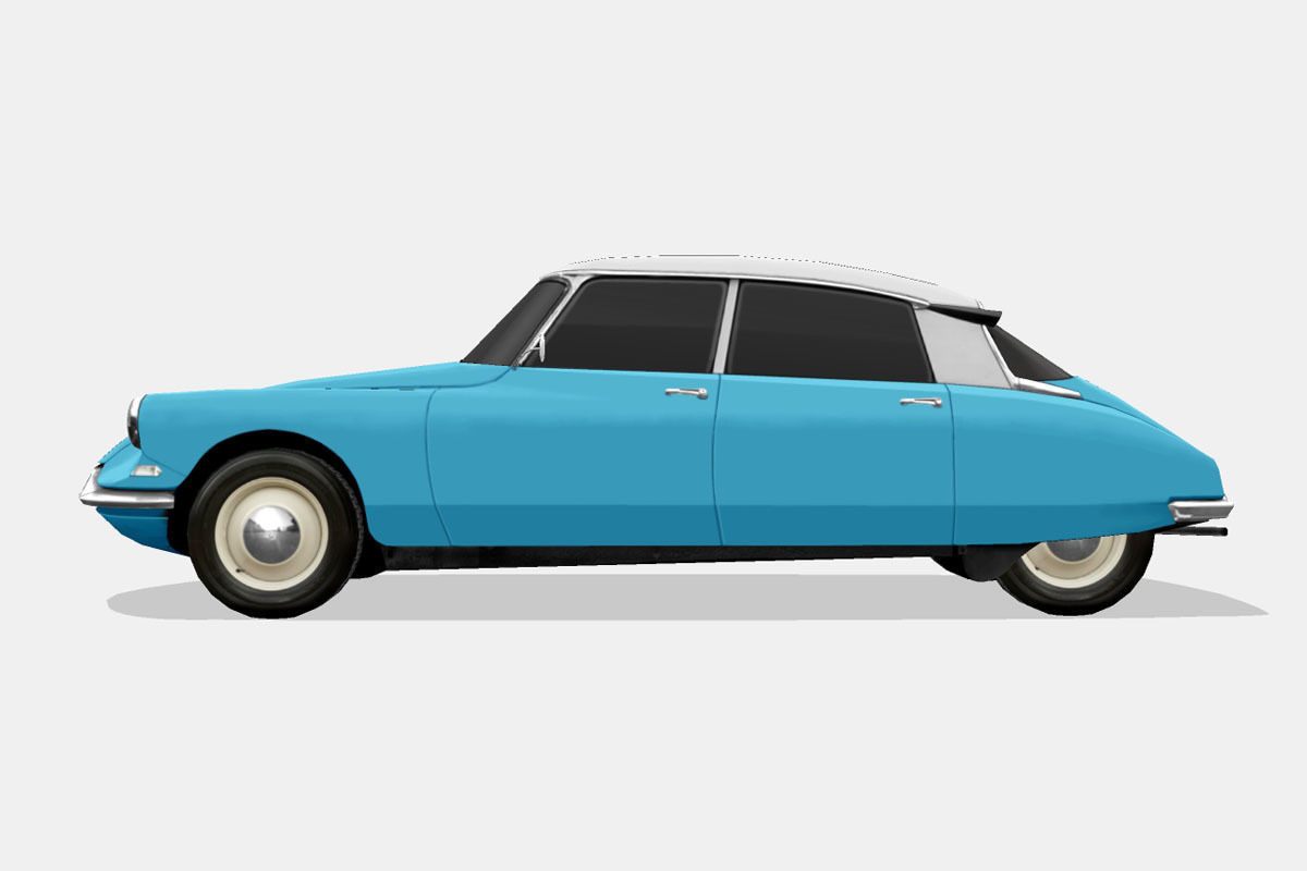 Citroen ID DS 19 sedan 1955 Low-poly 3D model_6