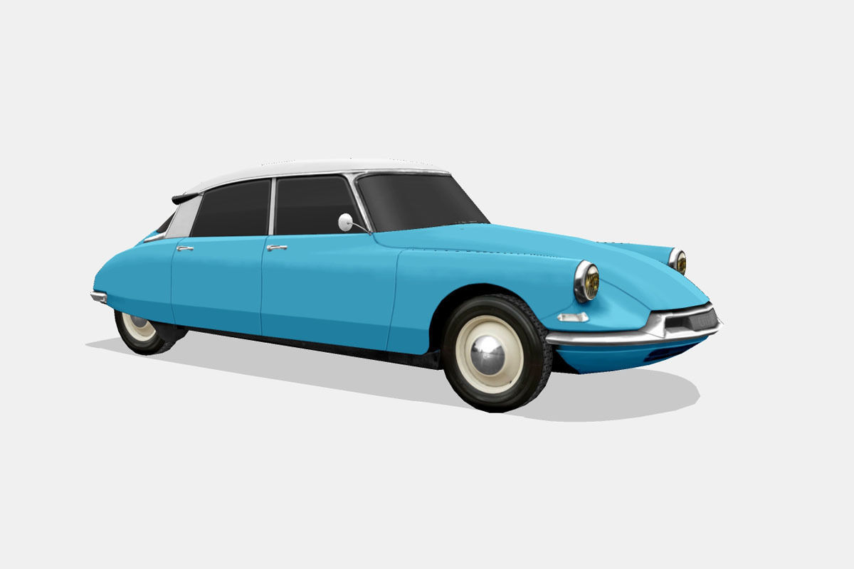 Citroen ID DS 19 sedan 1955 Low-poly 3D model_15