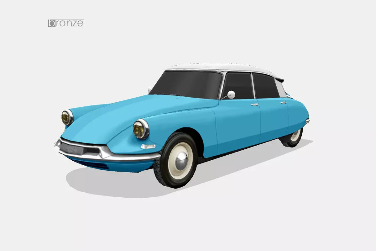 Citroen ID DS 19 sedan 1955 Low-poly 3D model_0