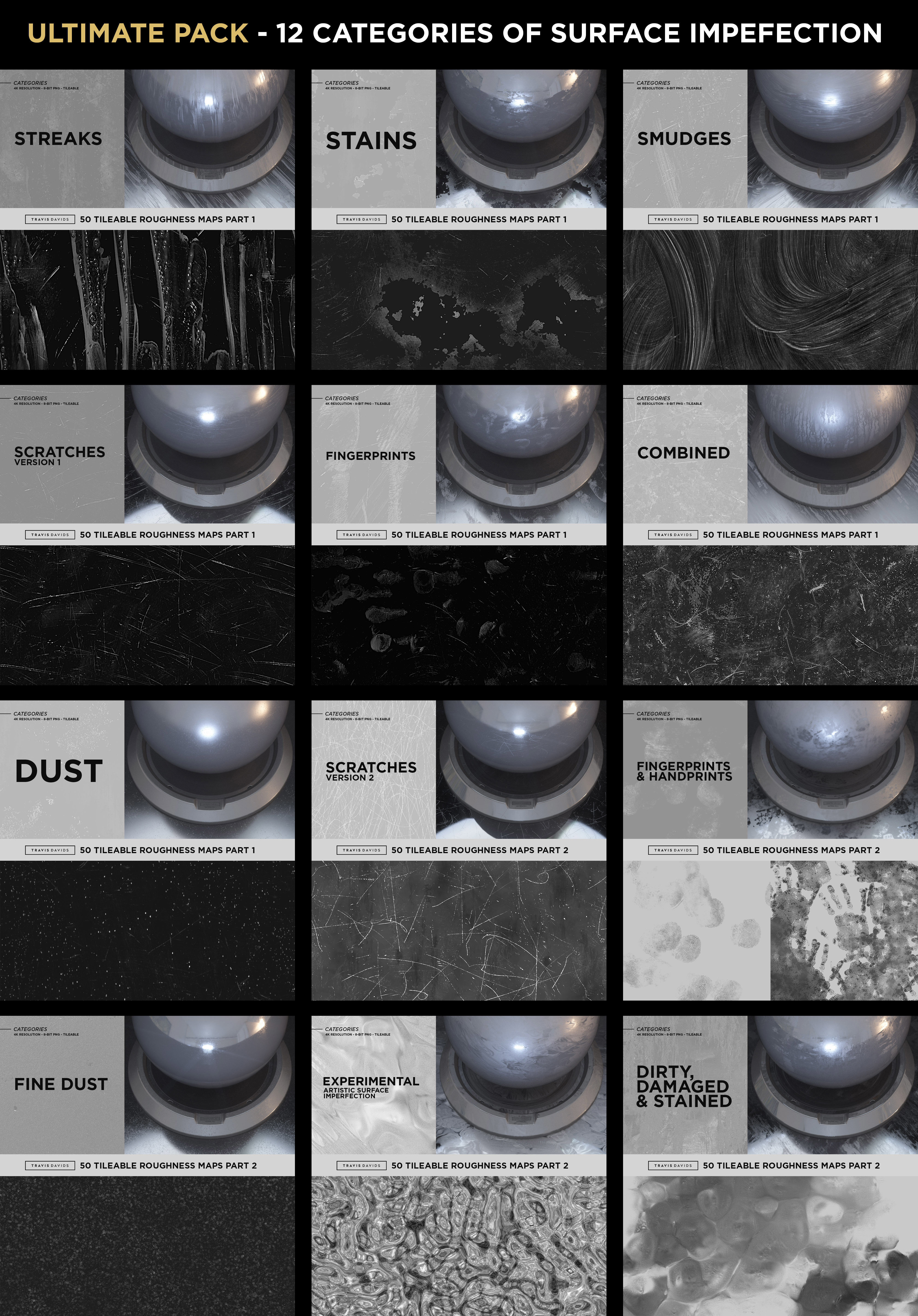 ULTIMATE PACK - 150 Tileable Roughness Maps - Part 1 And 2 Texture_2