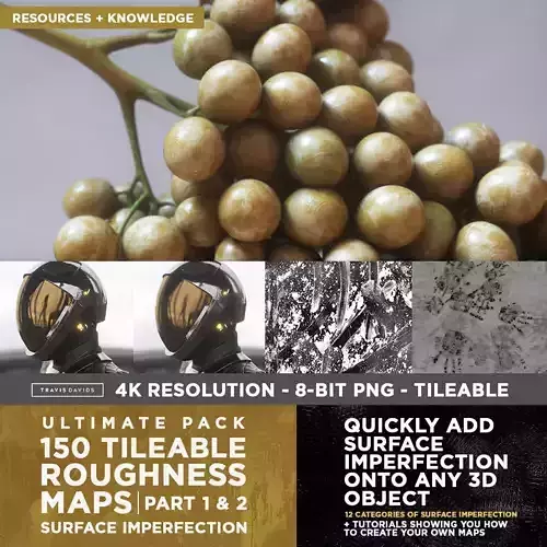 ULTIMATE PACK - 150 Tileable Roughness Maps - Part 1 And 2