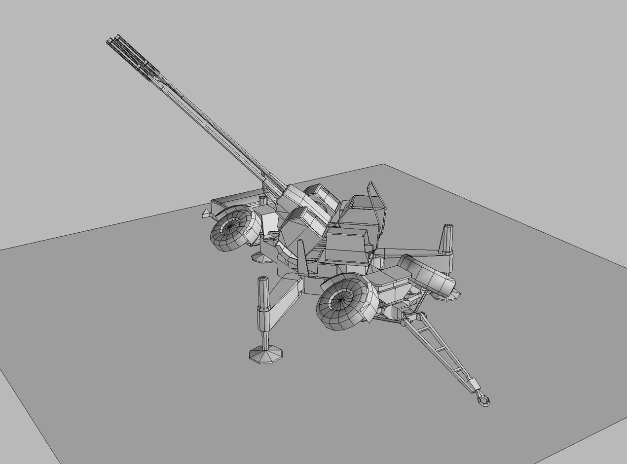 Skyguard Oerlikon area defense system Low-poly 3D model_11
