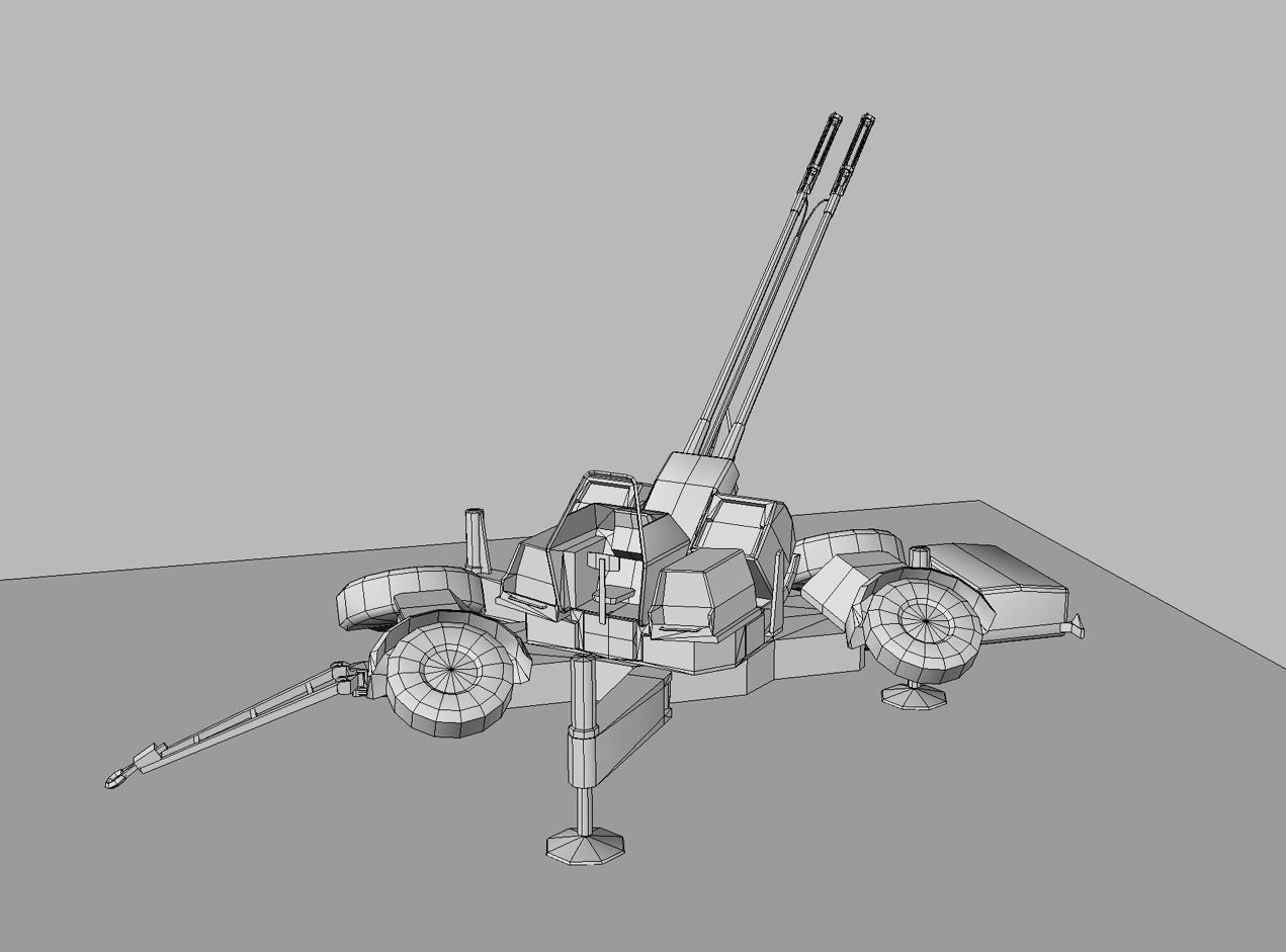 Skyguard Oerlikon area defense system Low-poly 3D model_12
