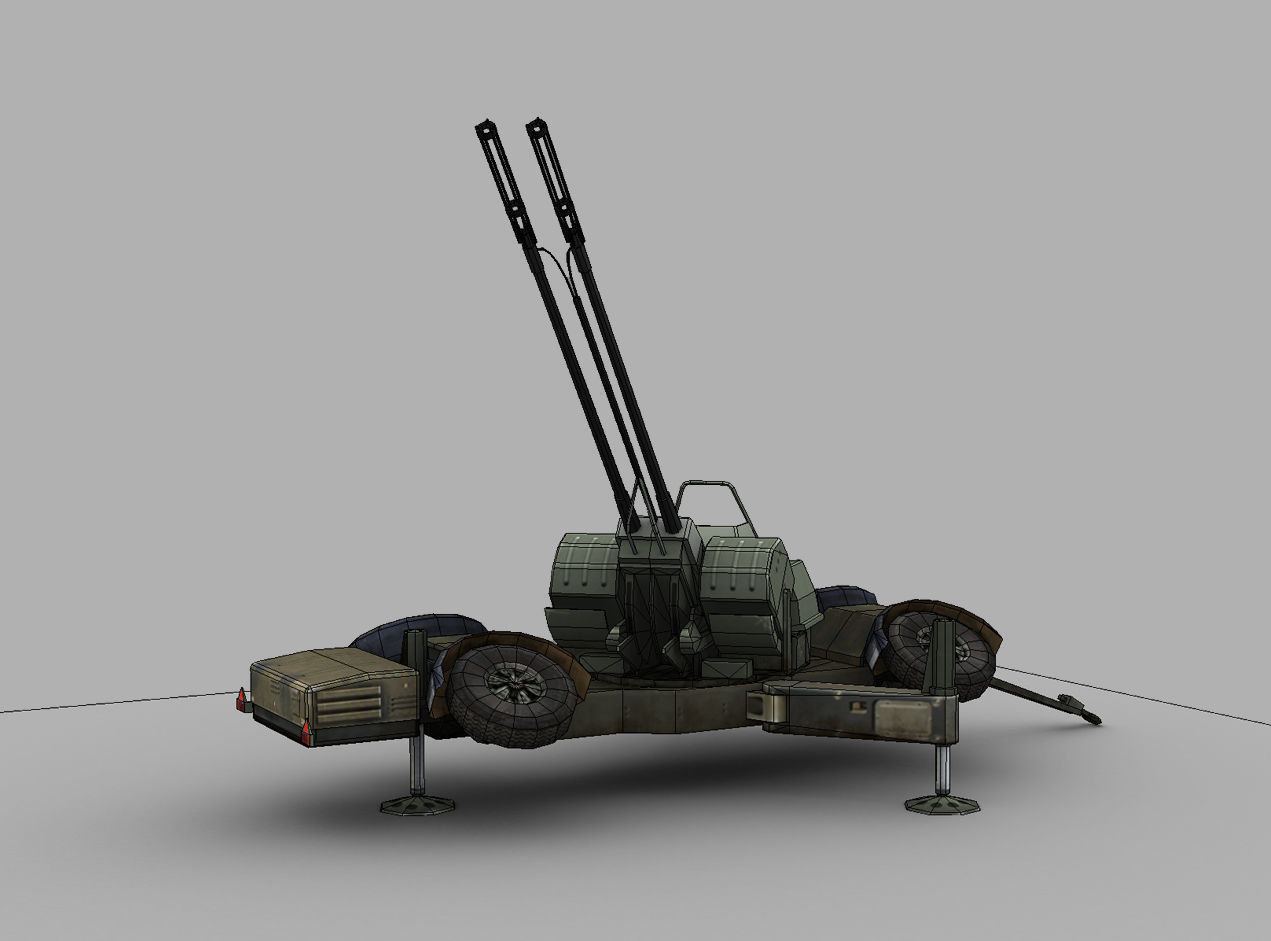 Skyguard Oerlikon area defense system Low-poly 3D model_9