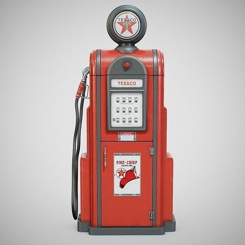 Gas Pump - Texaco 60s Clean Low-poly 3D model