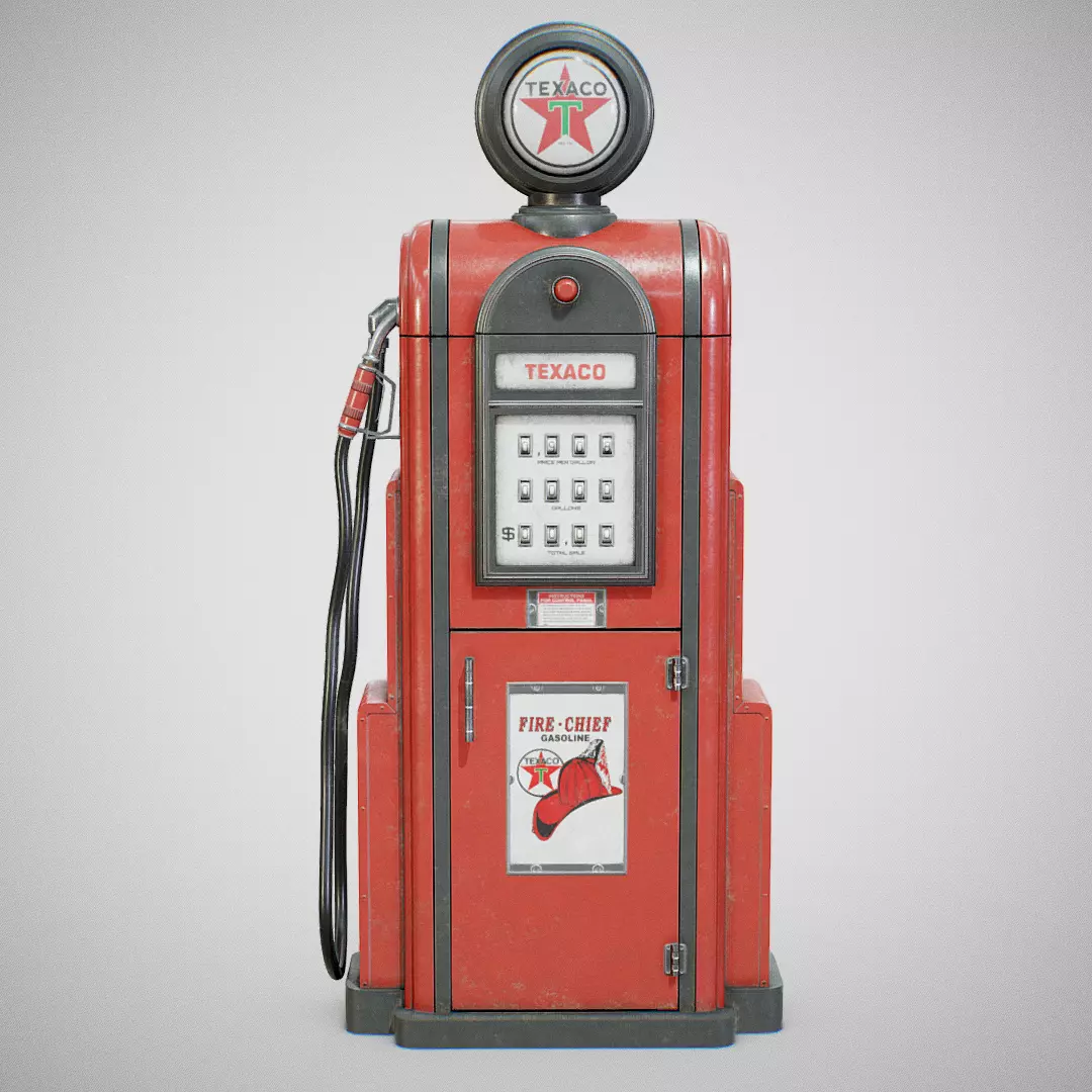 Gas Pump - Texaco 60s Used Low-poly 3D model_0
