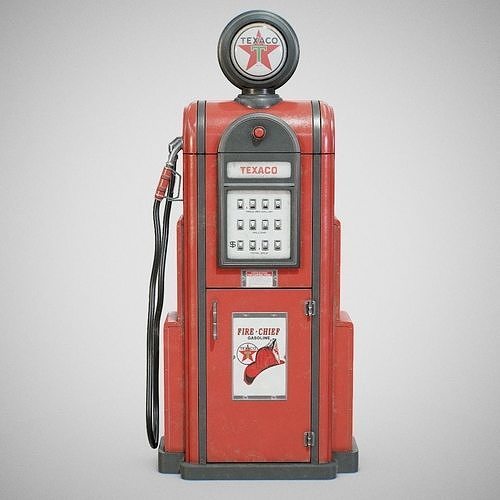 Gas Pump - Texaco 60s Used Low-poly 3D model