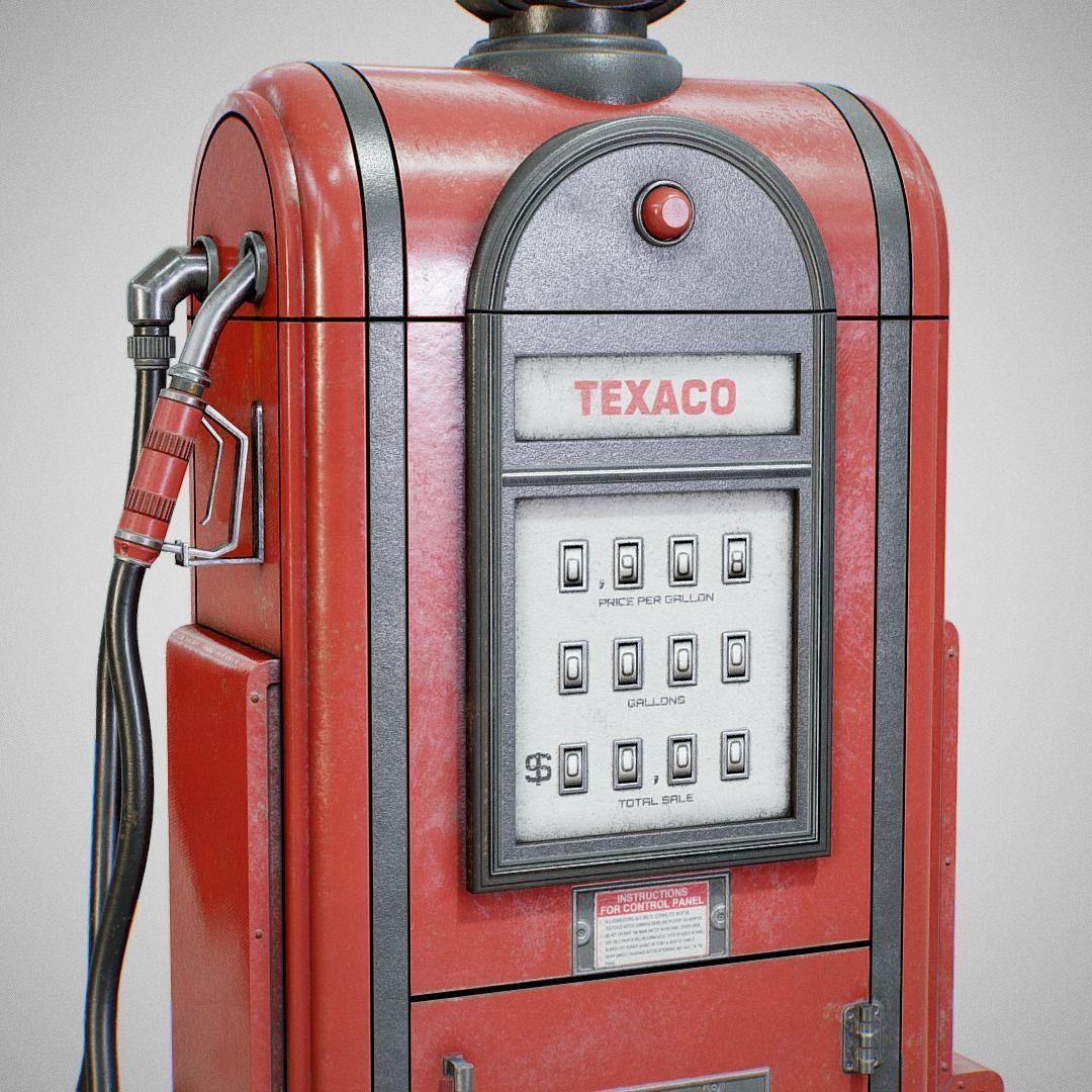 Gas Pump - Texaco 60s Used Low-poly 3D model_2
