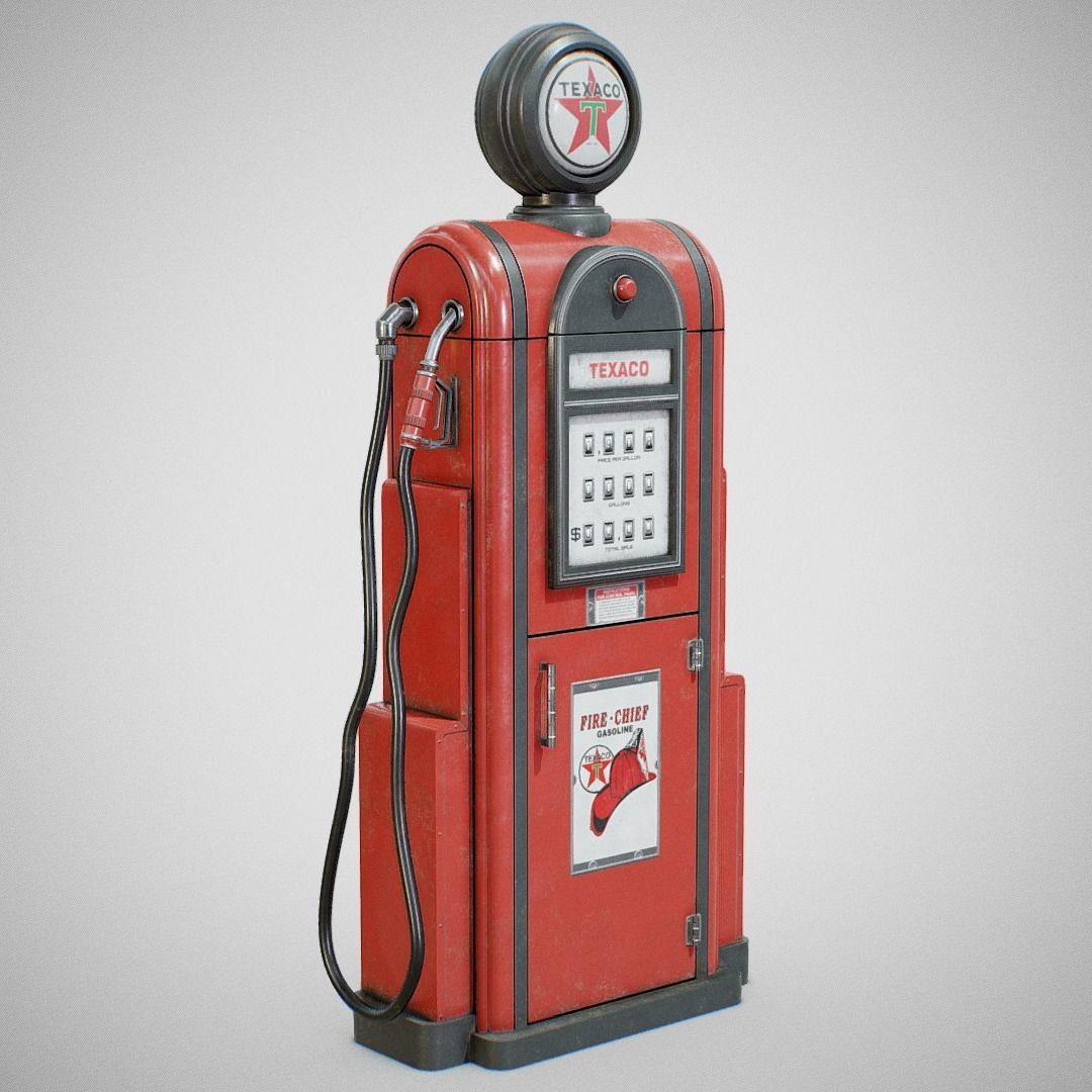 Gas Pump - Texaco 60s Used Low-poly 3D model_1