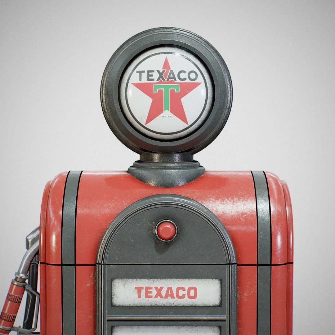 Gas Pump - Texaco 60s Used Low-poly 3D model_4