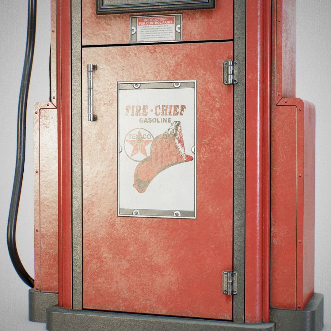 Gas Pump - Texaco 60s Used Low-poly 3D model_3
