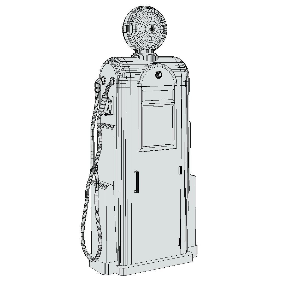 Gas Pump - Texaco 60s Dirty Low-poly 3D model_6