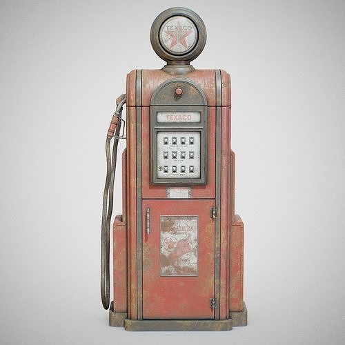 Gas Pump - Texaco 60s Dirty Low-poly 3D model