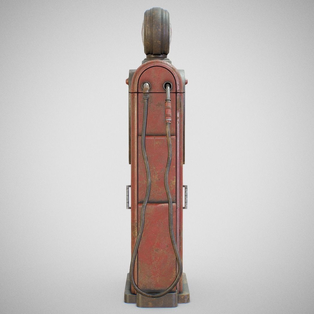 Gas Pump - Texaco 60s Dirty Low-poly 3D model_5