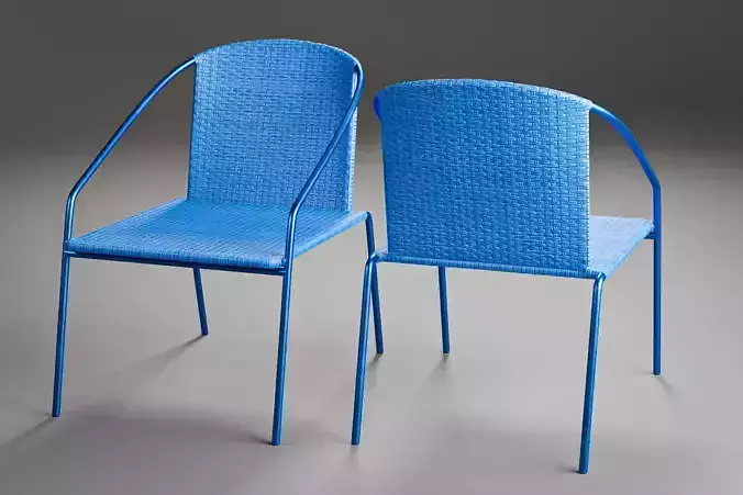 Modern Outdoor Rattan Bistro Chair 3D model