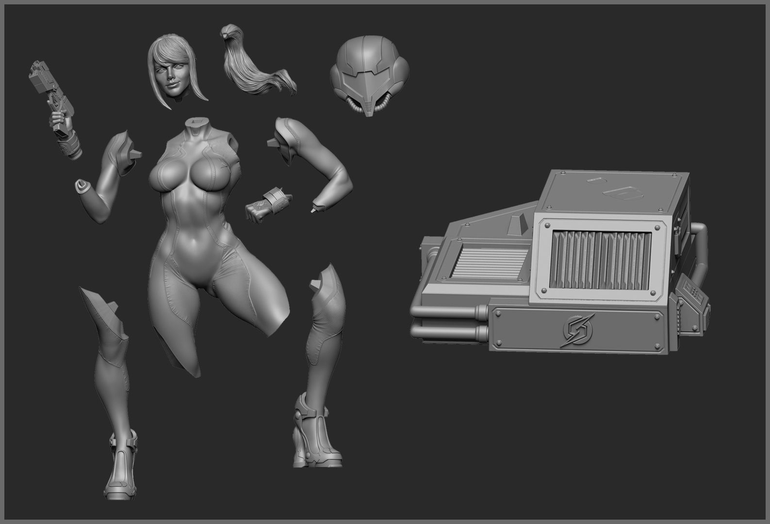 Samus Zero suit 3D Model 3D print model_2