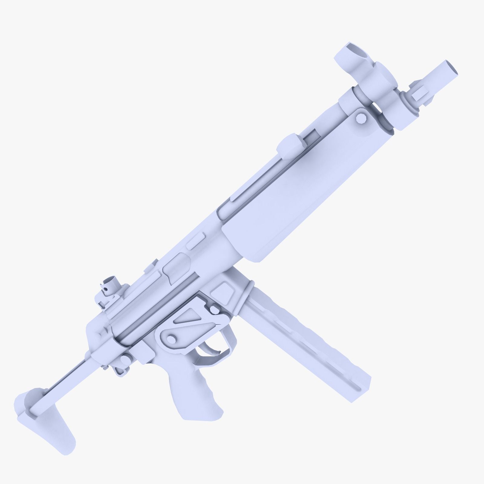 MP5 Submachine Gun 2 Low-poly 3D model_0