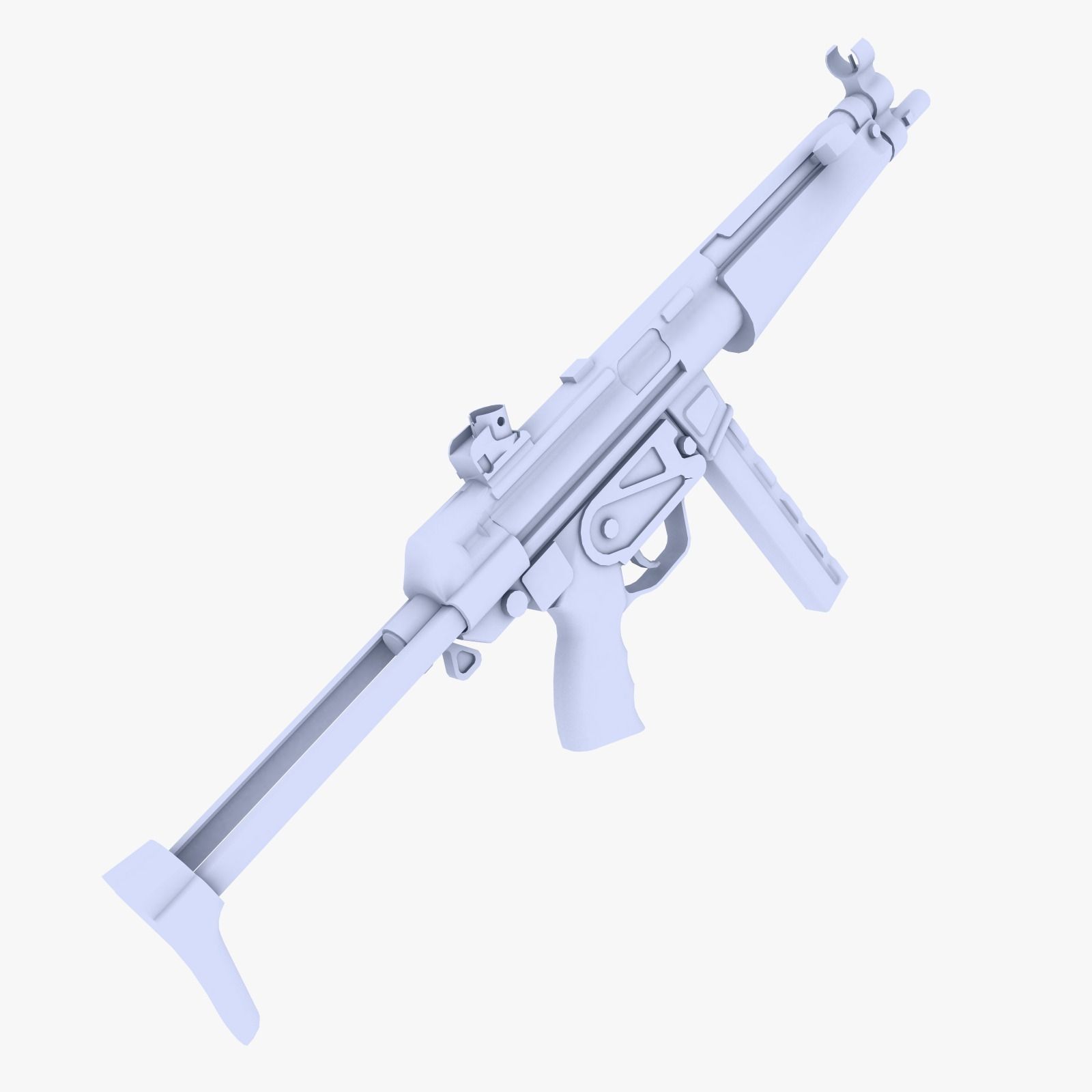 MP5 Submachine Gun 2 Low-poly 3D model_4