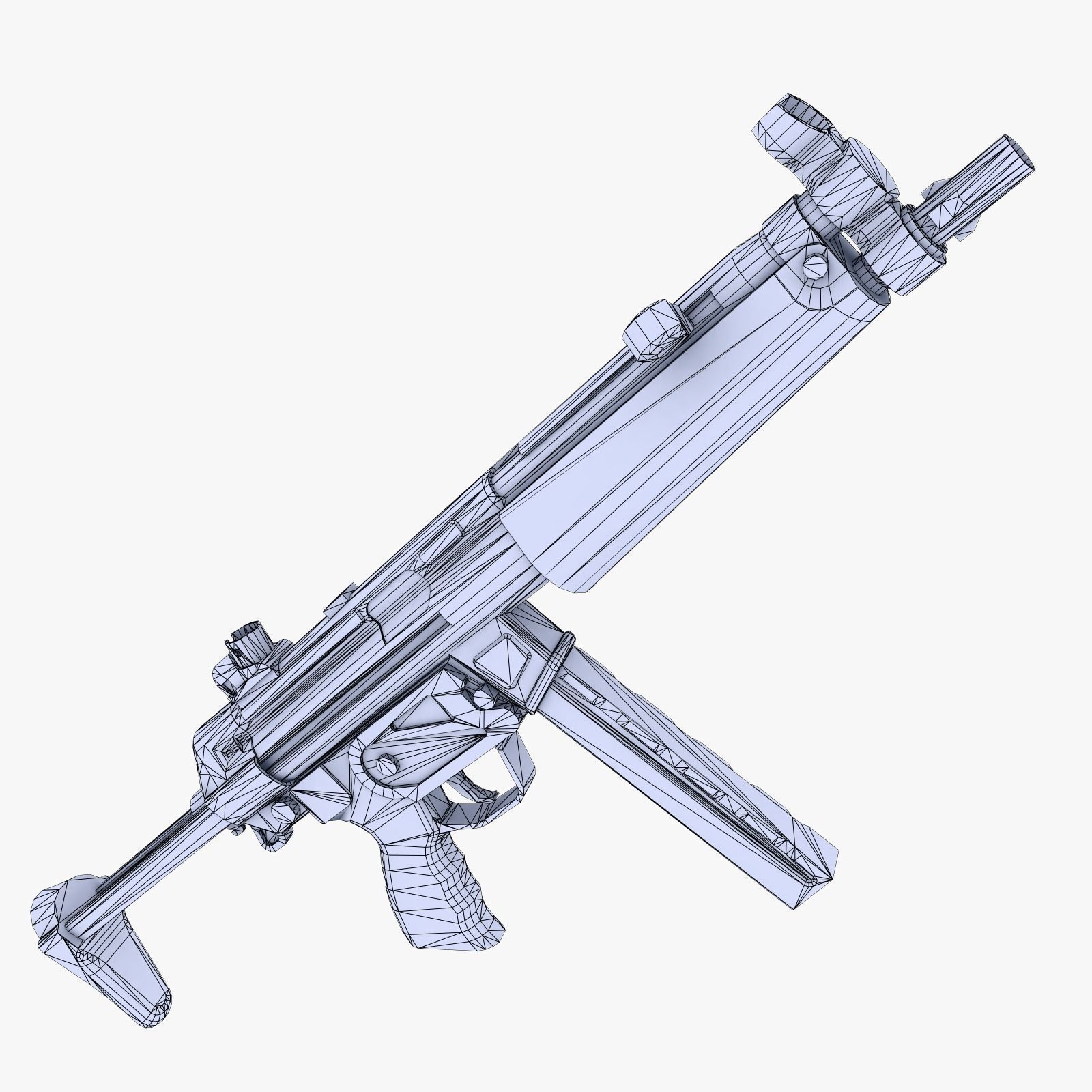 MP5 Submachine Gun 2 Low-poly 3D model_2