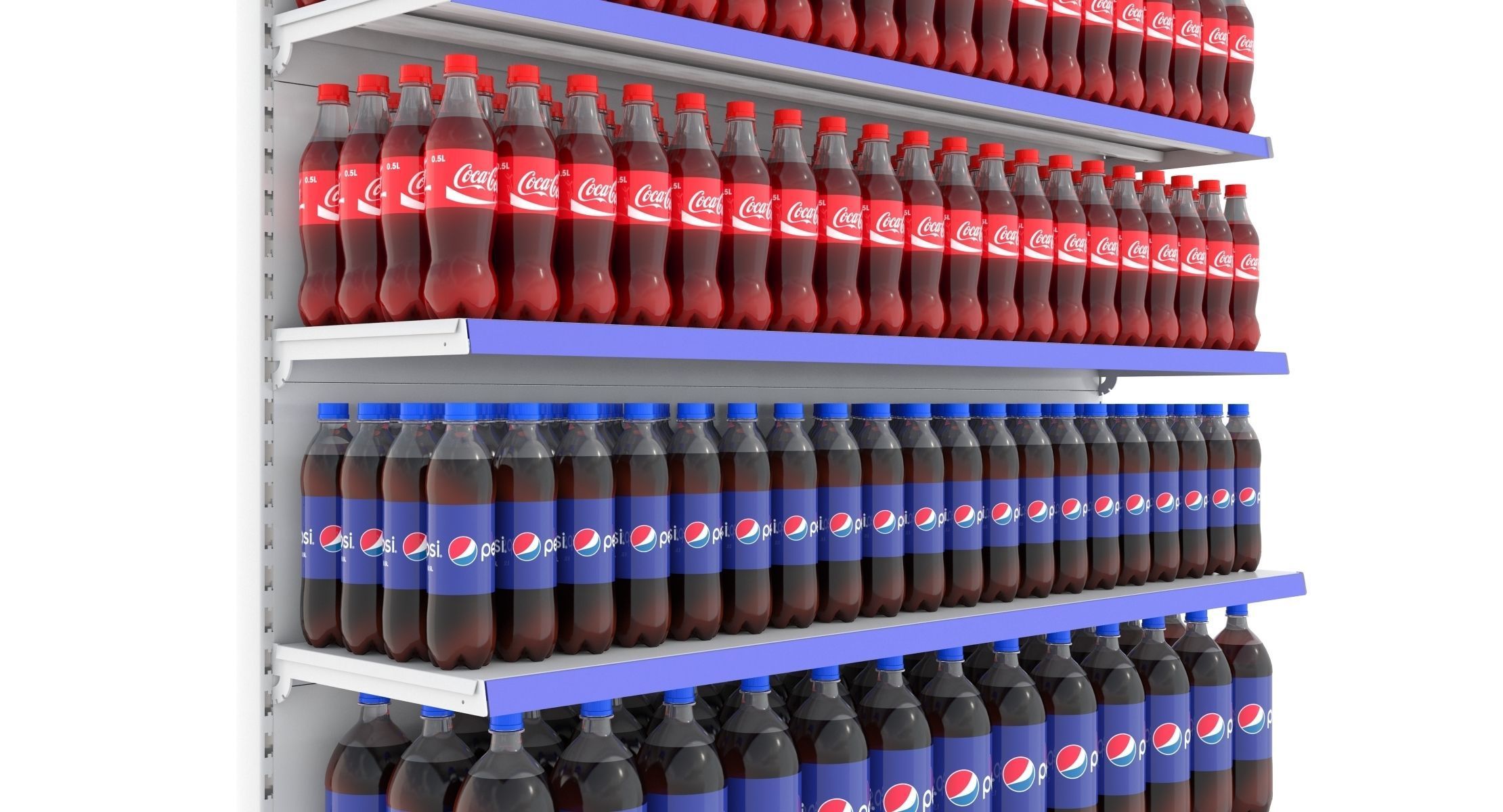 Supermarket Beverage Single Shelf  3D model_6