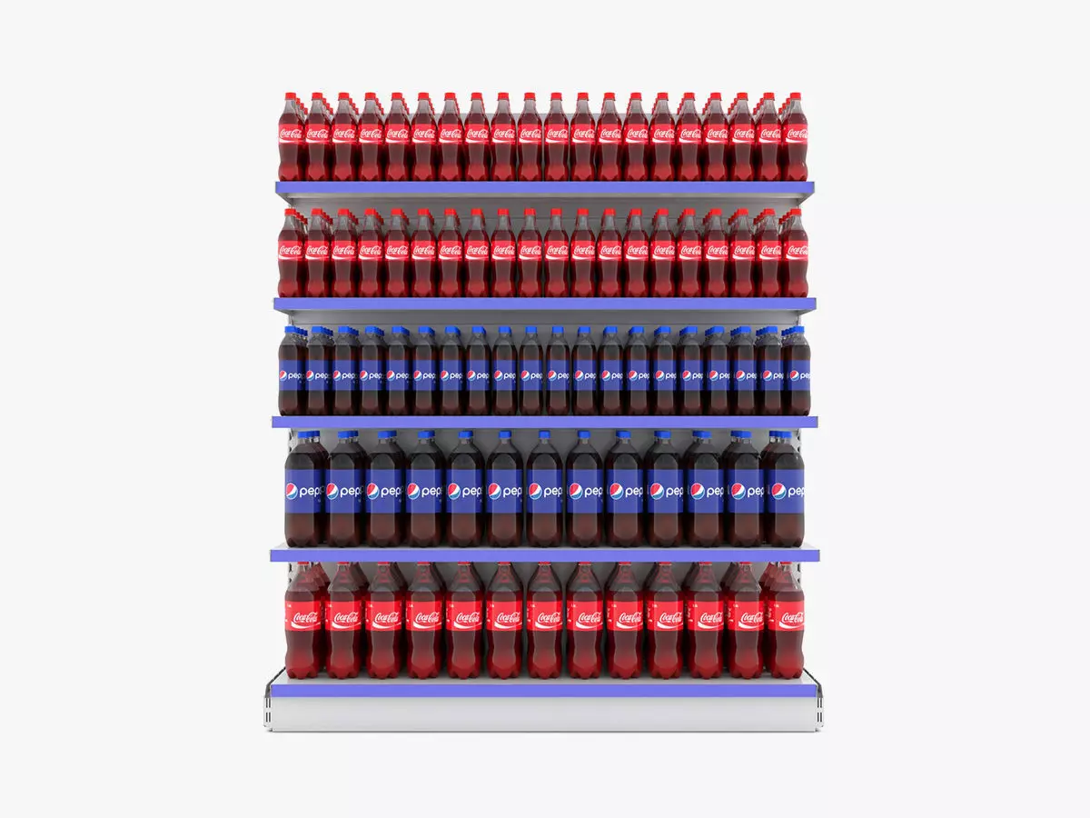 Supermarket Beverage Single Shelf  3D model_0