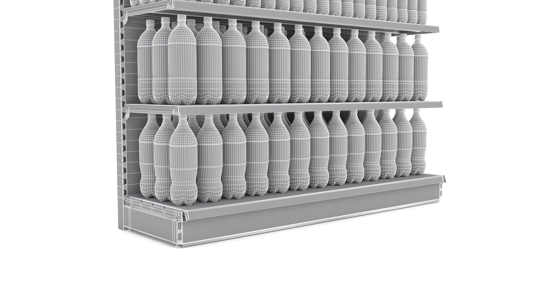 Supermarket Beverage Single Shelf  3D model_9