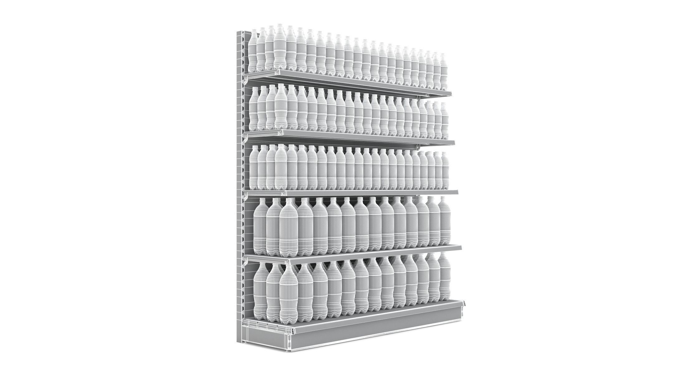 Supermarket Beverage Single Shelf  3D model_8