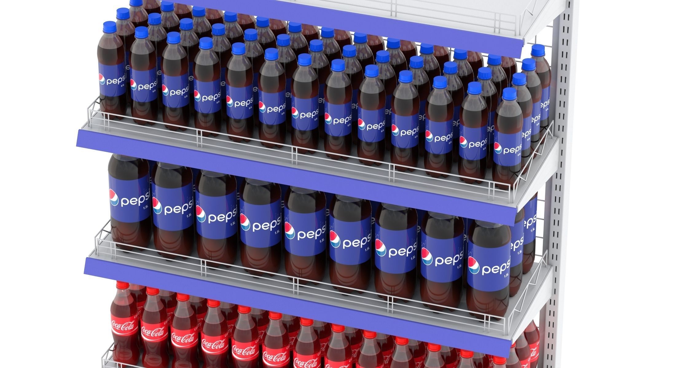 Supermarket Beverage Single Wire Shelf 3D model_6