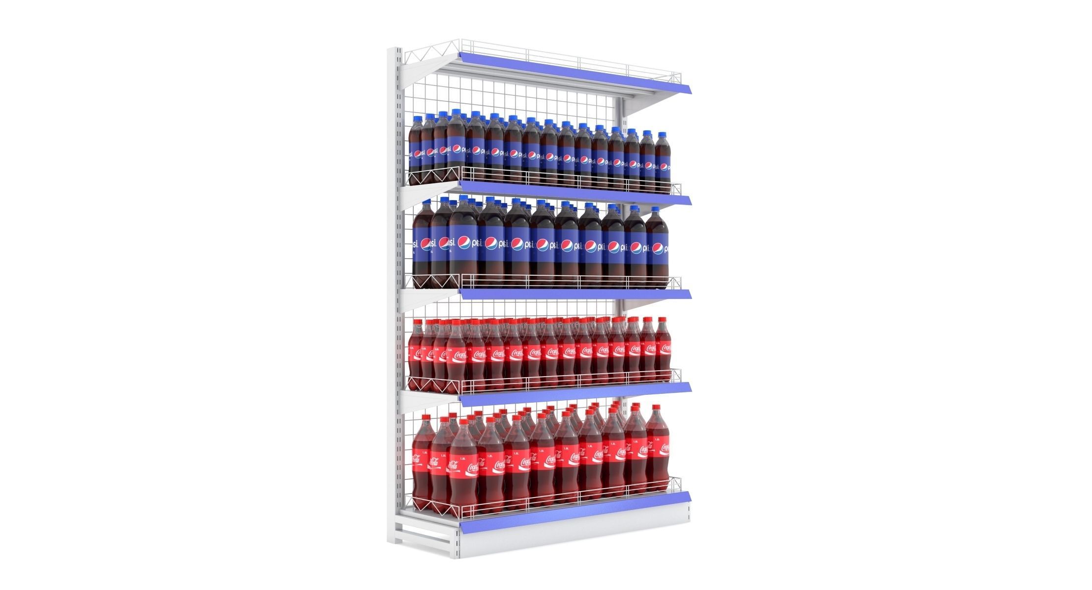 Supermarket Beverage Single Wire Shelf 3D model_2
