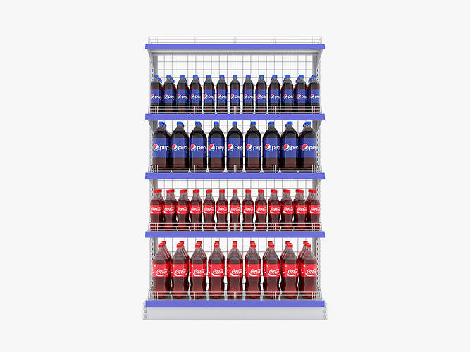 Supermarket Beverage Single Wire Shelf 3D model
